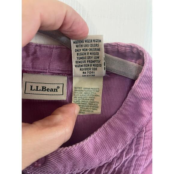L.L. Bean Corduroy Prairie Button Up Shirt Pintuck Purple Long Sleeve Sz M - Picture 6 of 11